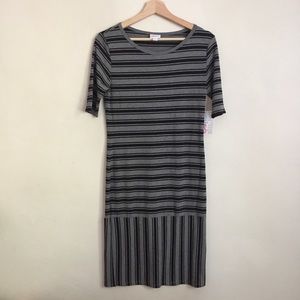 NWT LuLaRoe Julia Striped Dress Sz S Gray/Black